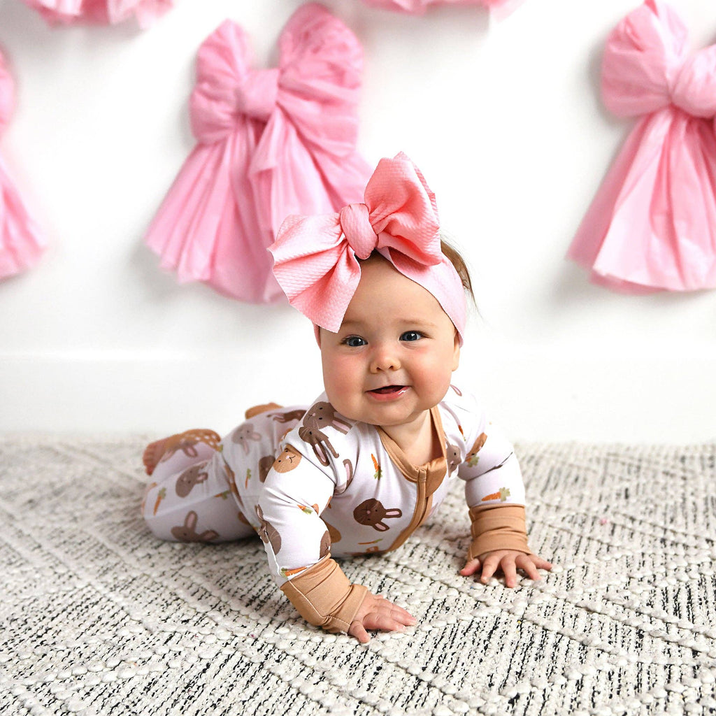 Noah ZIP Easter Bunny Bamboo 1-Piece 2way Zipper Baby Outfit: 18-24m