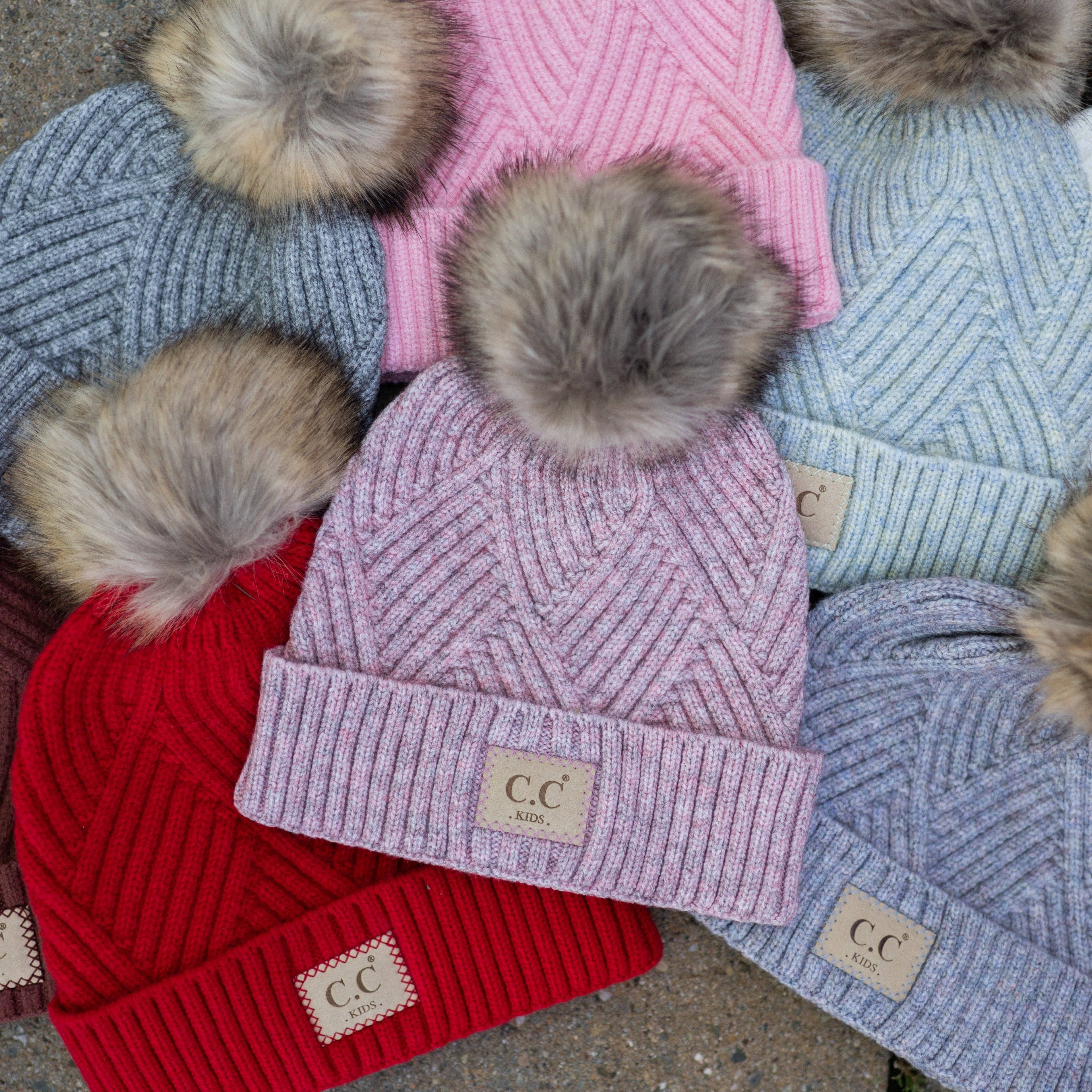 CC Kids Criss-Cross Suede Patch Beanie ( KIDS-2060 ): Brick / C.C KIDS ® Tag || Fits Size 1T - 4T || (Head Circumference 17" - 20”)