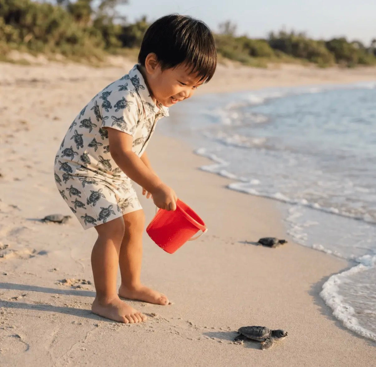 Sea Turtle Polo Romper - 0-3M