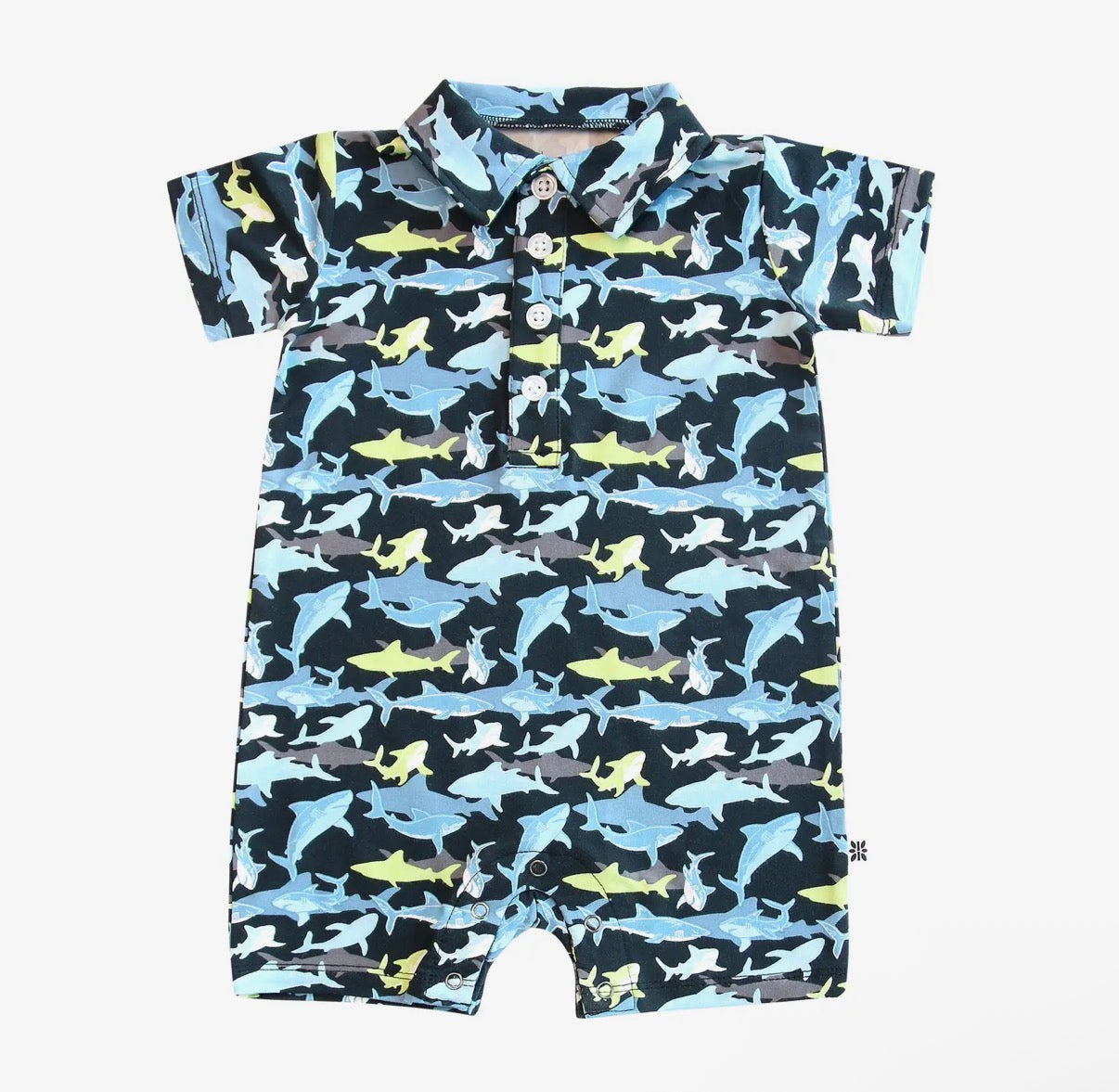 Shark Polo Romper - 0-3M