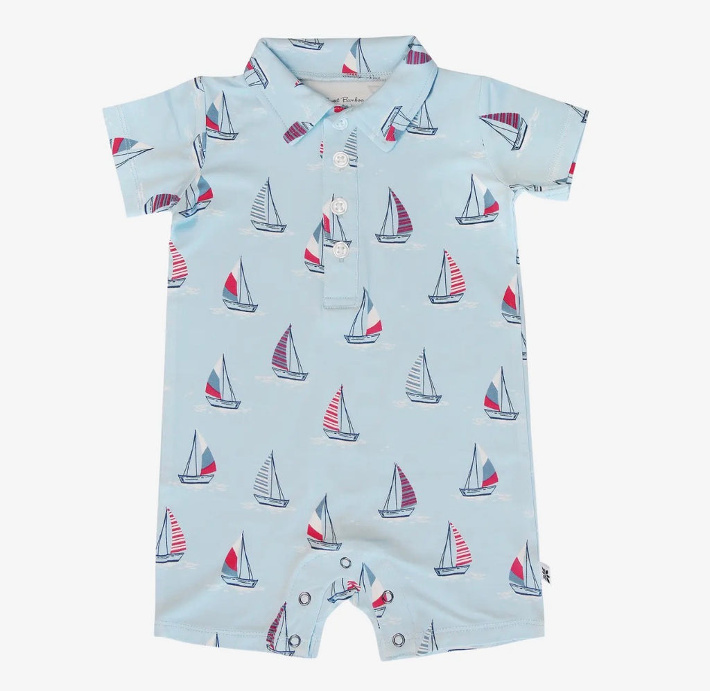 Out To Sea Polo Romper - 0-3M