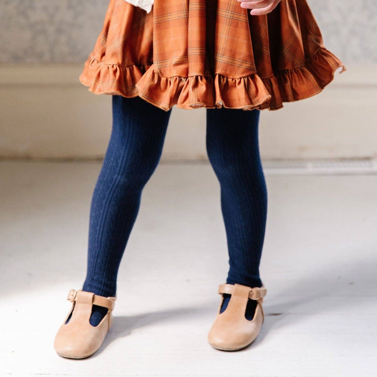 Navy Cable Knit Tights: 1 - 2 Years