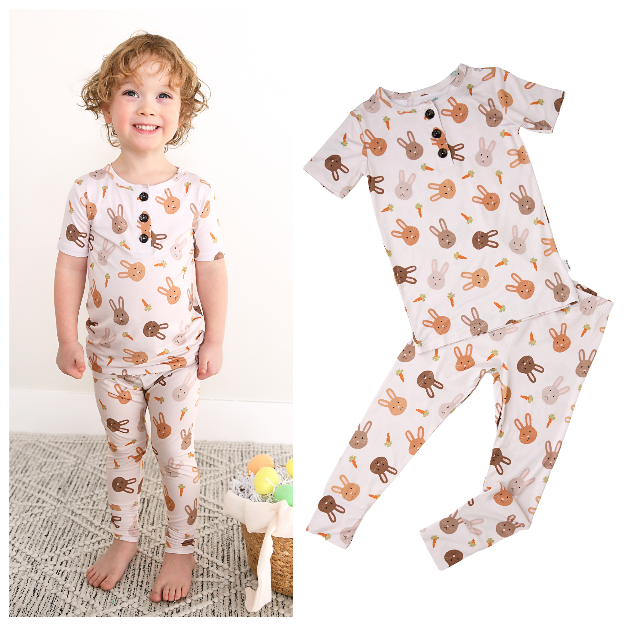 Noah TWO PIECE Easter Bunny Bamboo Lounge Set Kids Clothing: 6/7