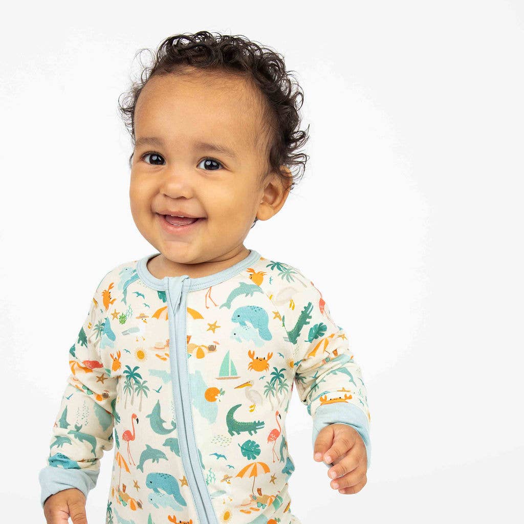 Explore Florida Souvenir Bamboo Convertible Baby Pajamas: Beige/Multi / 18-24M