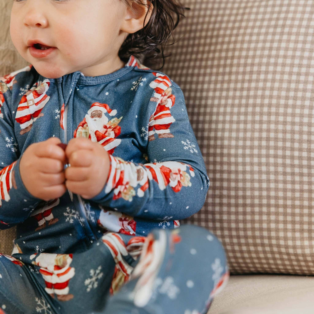 Bamboo Convertible Zip-Up Footie Pajama - Santa Claus: 0-3 Months