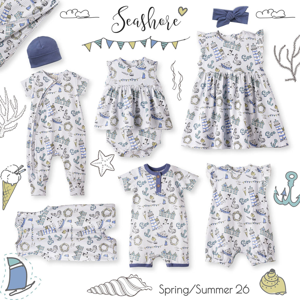Seashore Skirted Bodysuit – Bamboo Baby Girl One-Piece: 3-6M