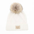 CC Kids Criss-Cross Suede Patch Beanie ( KIDS-2060 ): White / C.C KIDS ® Tag || Fits Size 1T - 4T || (Head Circumference 17" - 20”)
