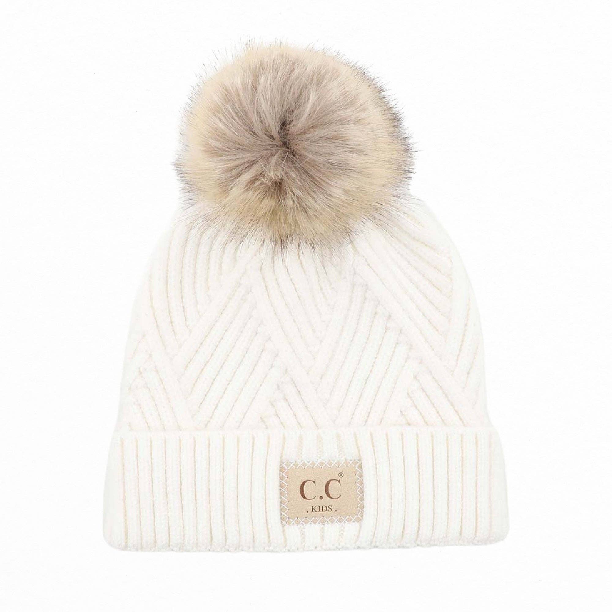 CC Kids Criss-Cross Suede Patch Beanie ( KIDS-2060 ): Light Melange Grey / C.C KIDS ® Tag || Fits Size 1T - 4T || (Head Circumference 17" - 20”)