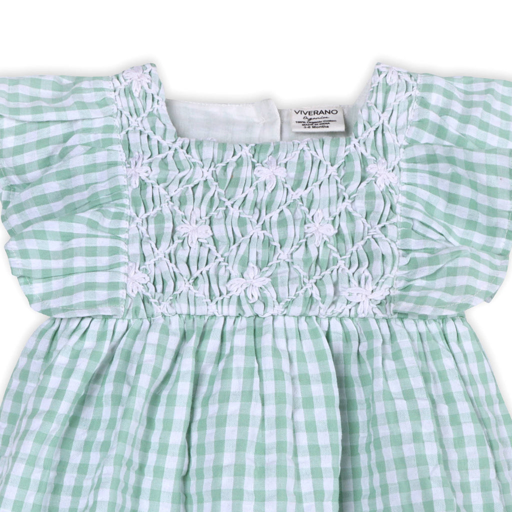 Forest Gingham Baby Dress + Bloomer (Organic): Forest Gingham / 12-18M