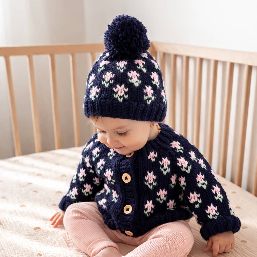 Bitty Blooms Indigo Cardigan Sweater for Baby & Toddler: 18-24 months