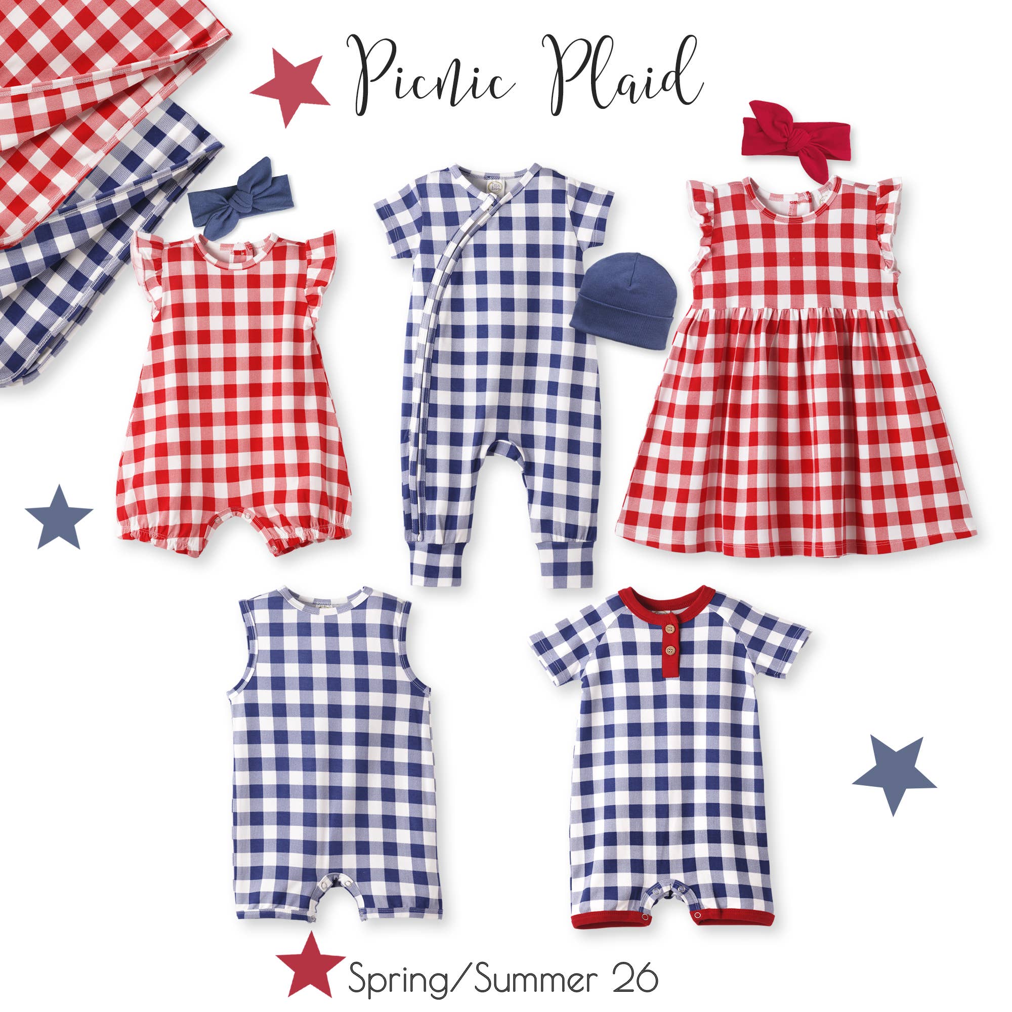 Picnic Plaid Soft Bamboo Sleeveless Baby Romper: 6-9M