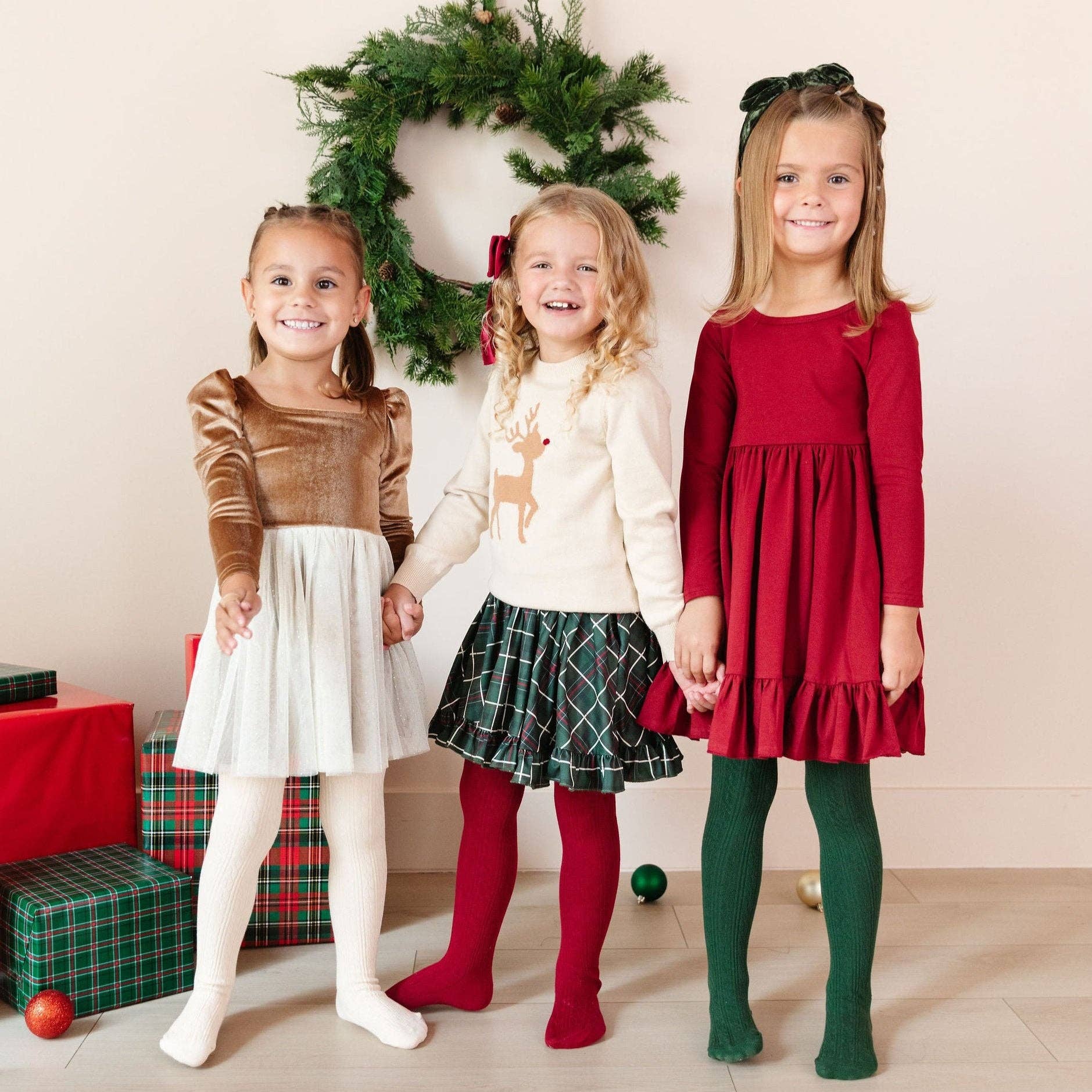 Forest Green Cable Knit Tights: 6-12 MONTHS