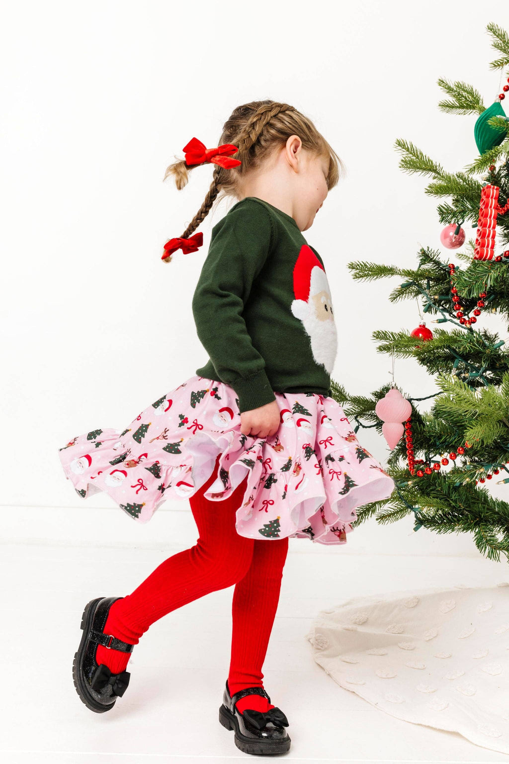Bright Red Cable Knit Tights: 6-12 MONTHS