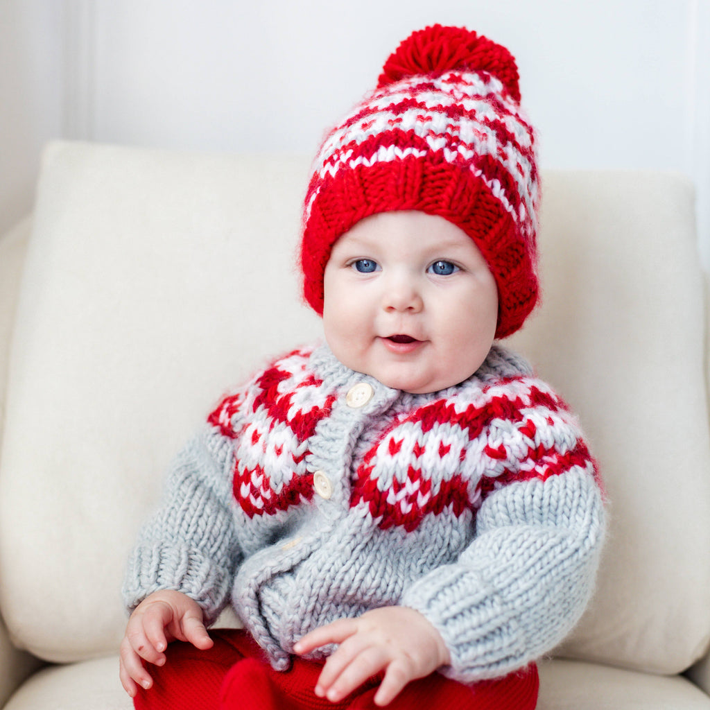 Fairisle Red Cardigan Sweater for Baby & Toddler SALE: 0-6 months