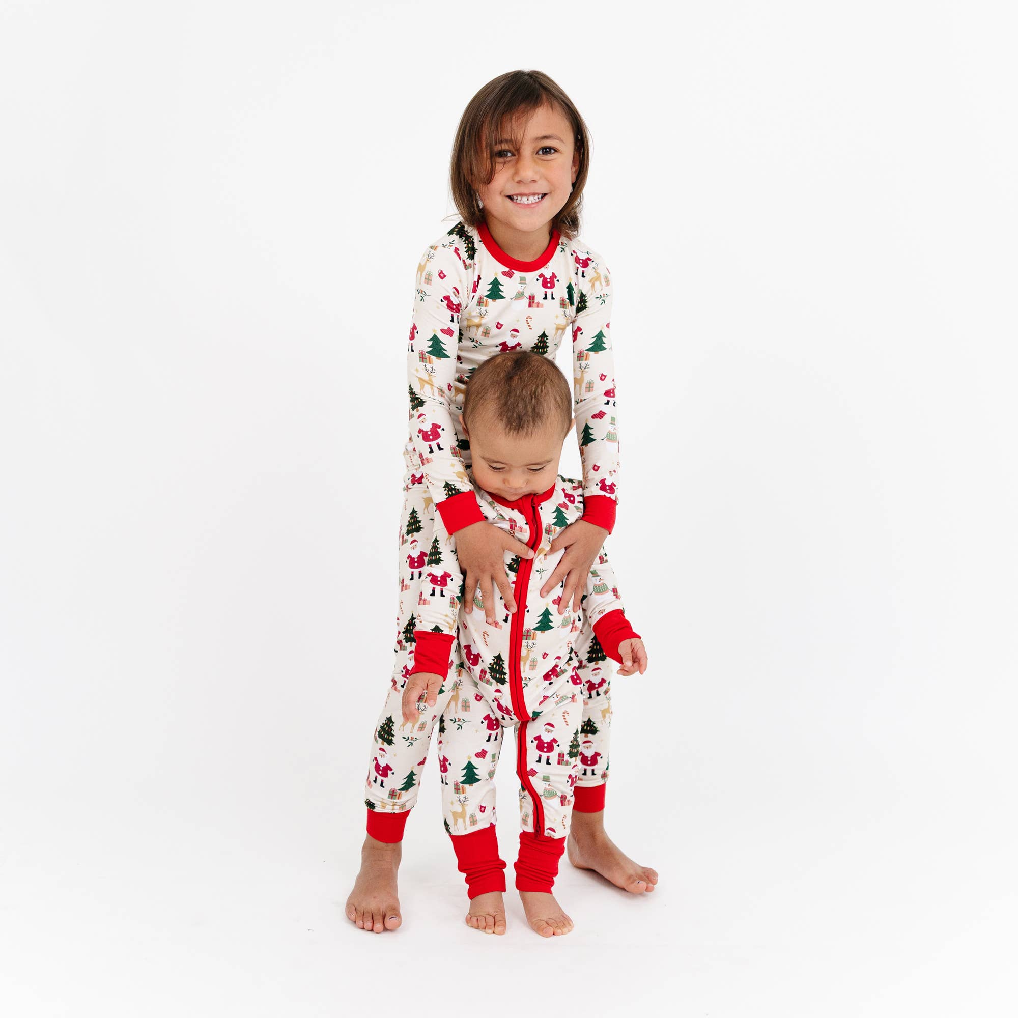 Cozy Christmas Bamboo Convertible Baby Pajama: Red/Multi / 6-12M
