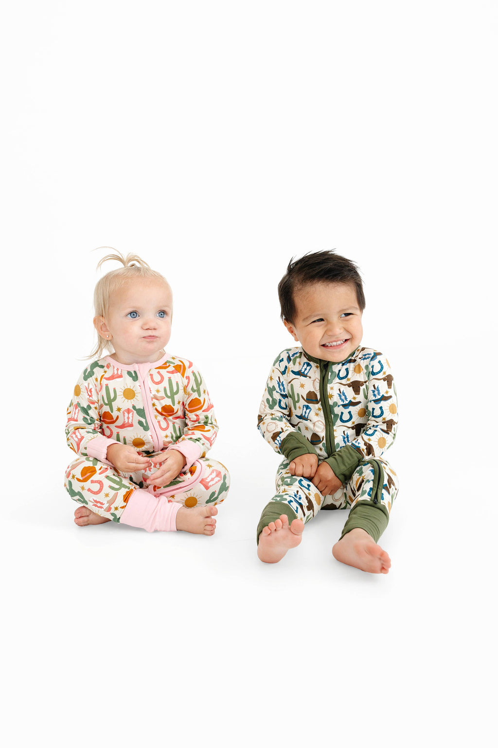 Hey Y'all Western Bamboo Convertible Baby Pajamas: Pink/Multi / 0-3M