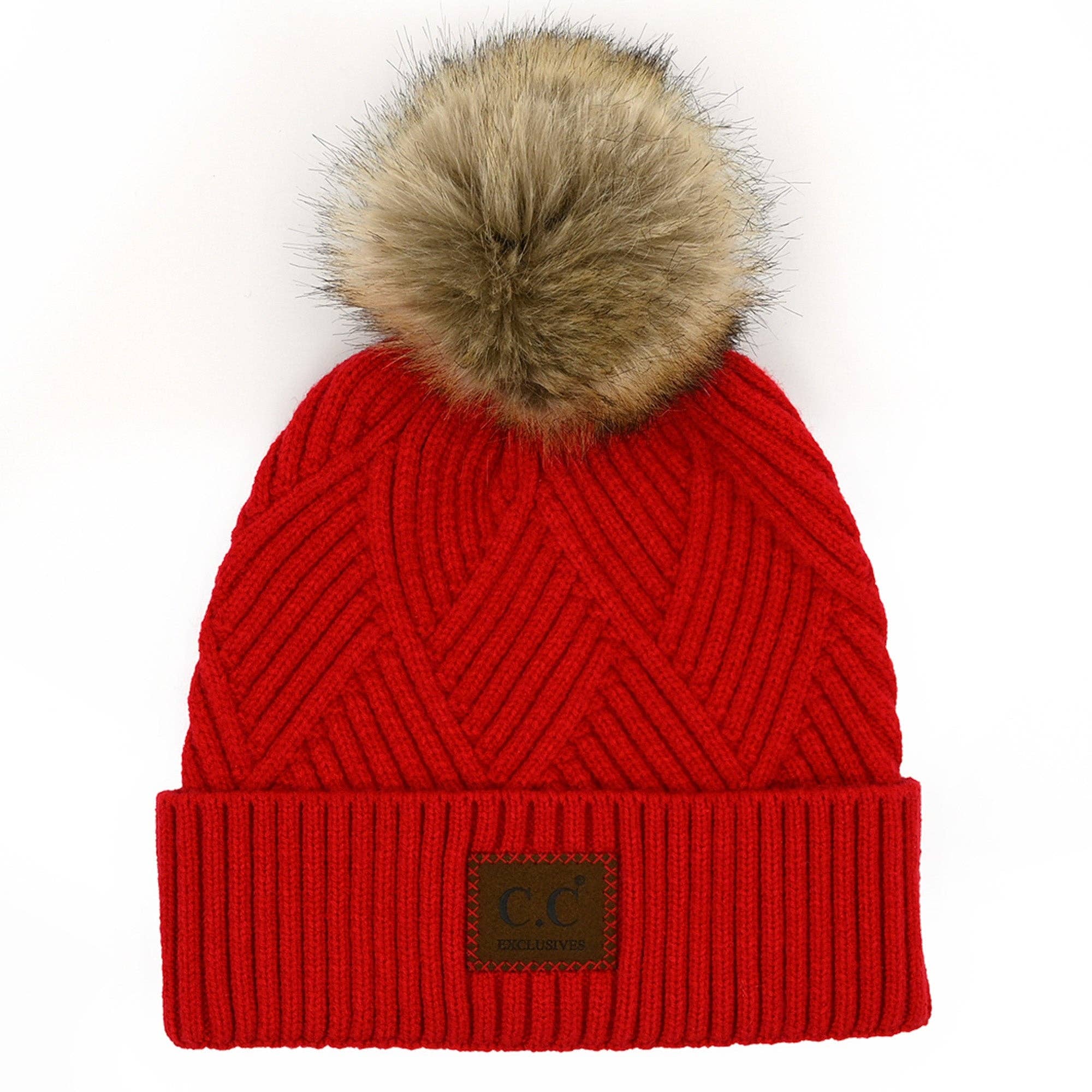 CC Kids Criss-Cross Suede Patch Beanie ( KIDS-2060 ): White / C.C KIDS ® Tag || Fits Size 1T - 4T || (Head Circumference 17" - 20”)