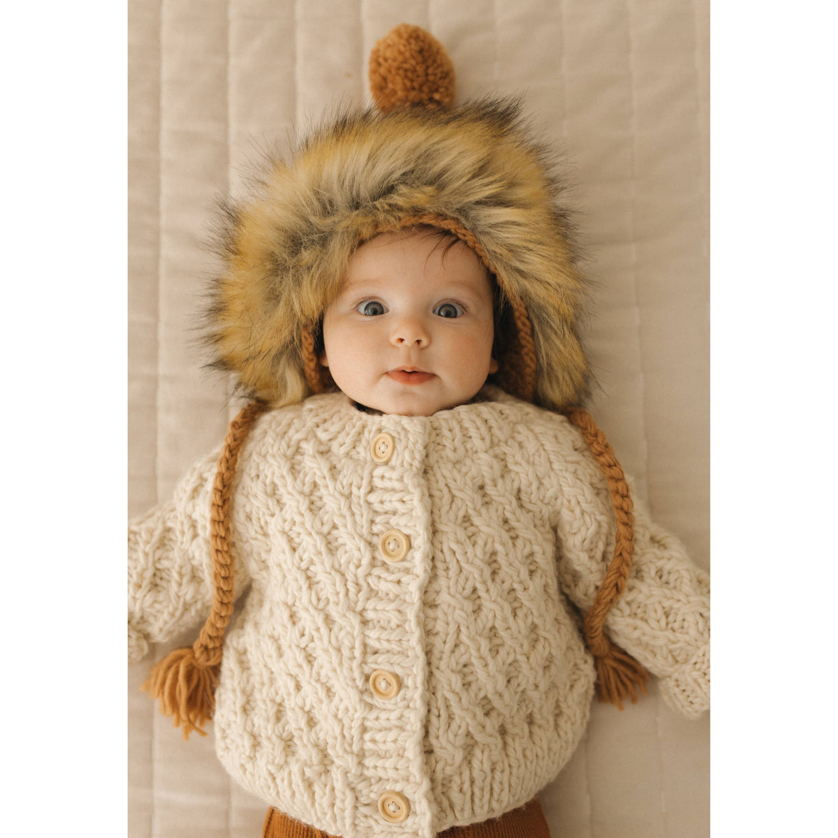 Waffle Cardigan Sweater Natural Baby & Toddler: 0-6 months