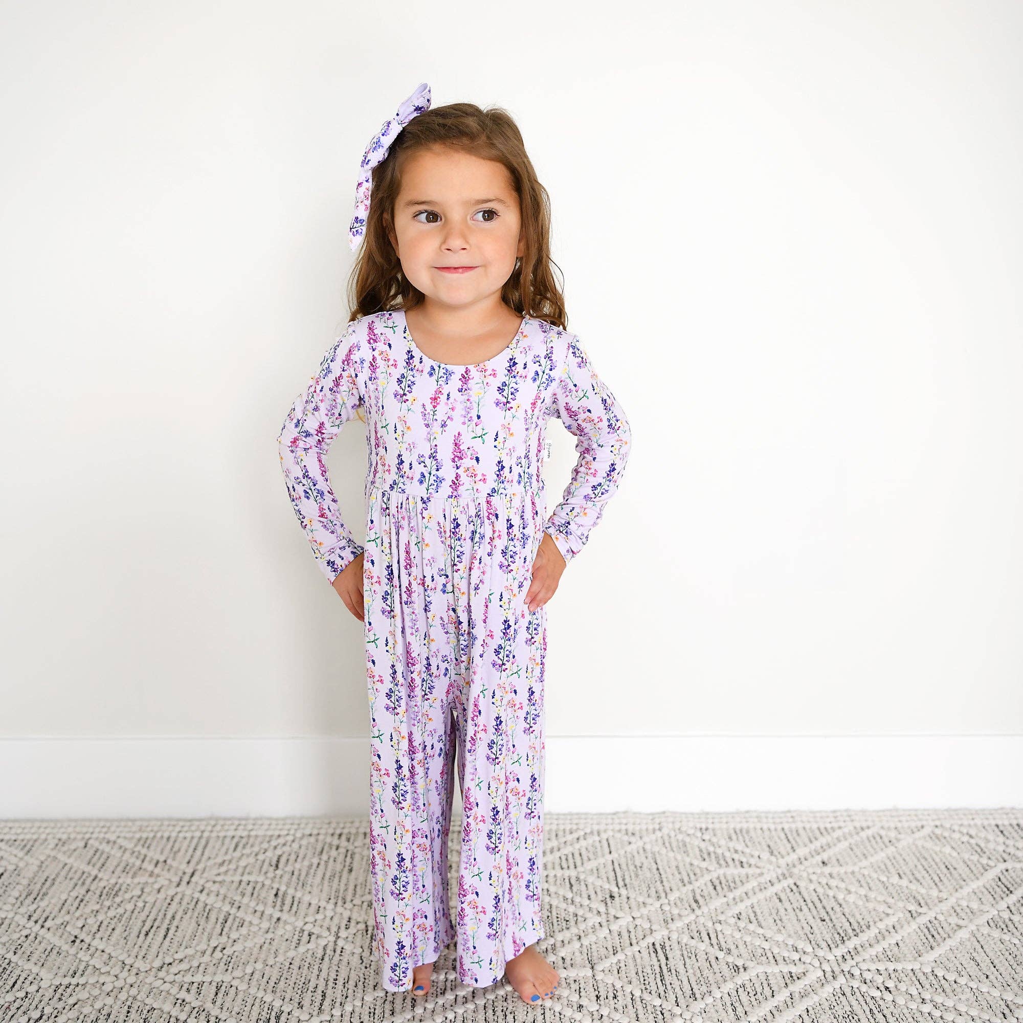 Avani WIDE LEG ROMPER Bamboo Floral Kids Clothing Outfit: 18-24m