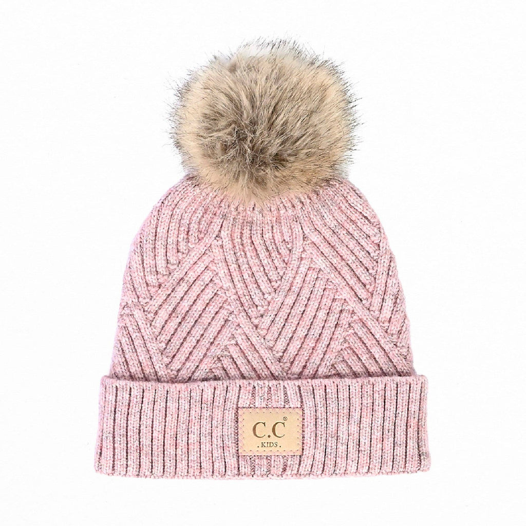 CC Kids Criss-Cross Suede Patch Beanie ( KIDS-2060 ): Brick / C.C KIDS ® Tag || Fits Size 1T - 4T || (Head Circumference 17" - 20”)