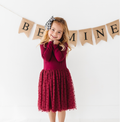 Kids Girls Velvet Heart Holiday Tulle Dress - Ruby: 2