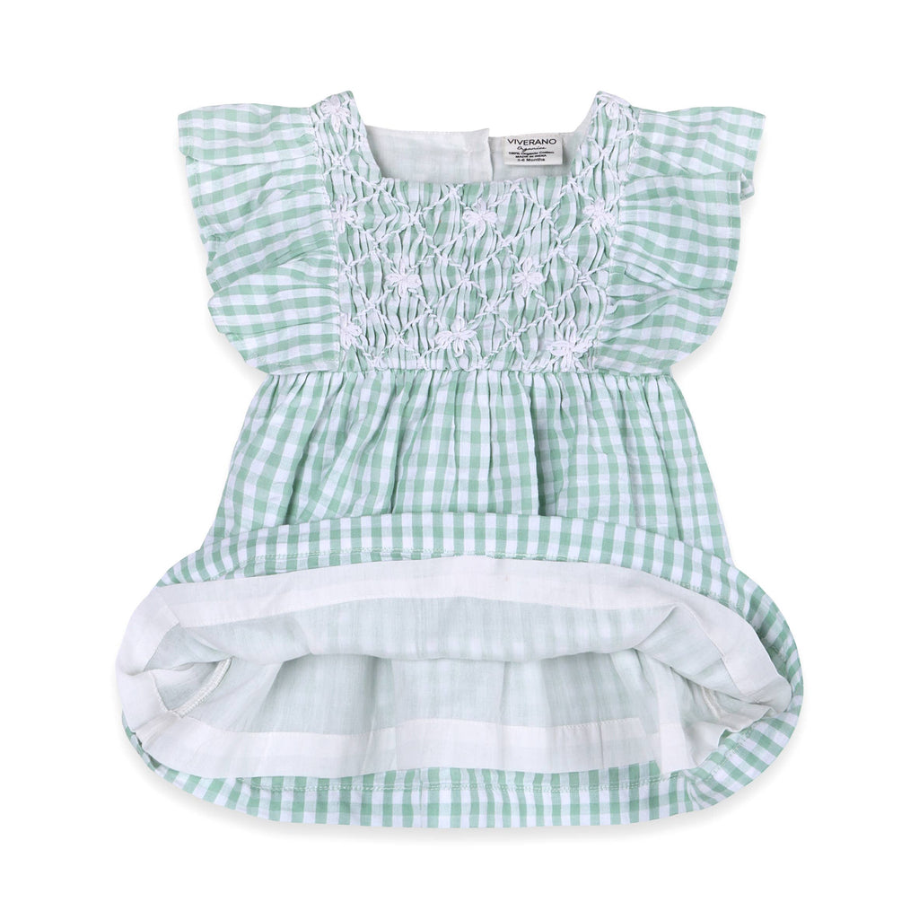 Forest Gingham Baby Dress + Bloomer (Organic): Forest Gingham / 6-12M