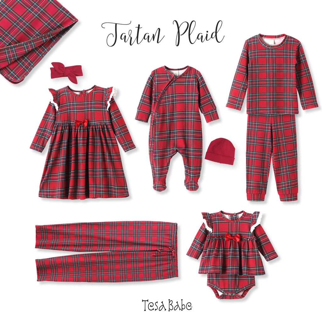 Christmas Bamboo Baby Skirted Bodysuit – Red Tartan Plaid: 0-3M