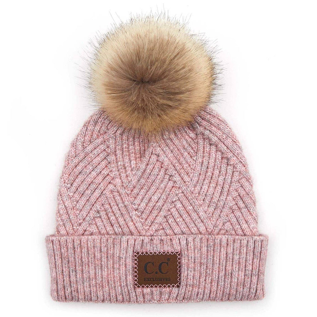 CC Kids Criss-Cross Suede Patch Beanie ( KIDS-2060 ): Pink / C.C KIDS ® Tag || Fits Size 1T - 4T || (Head Circumference 17" - 20”)