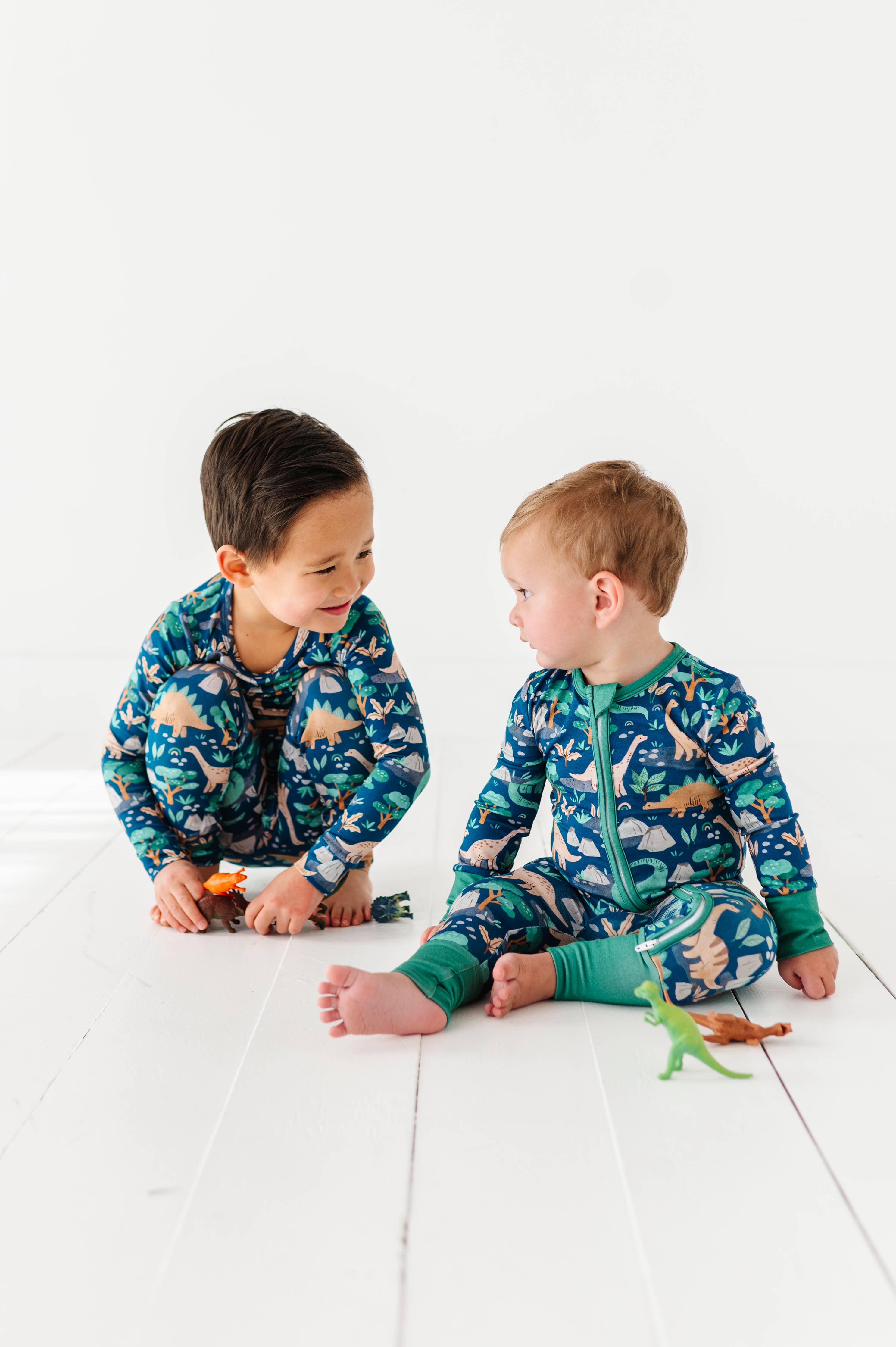 Kids Bamboo Pajamas - Bamboo Fall Clothing- Arlo Dinosaur : 4