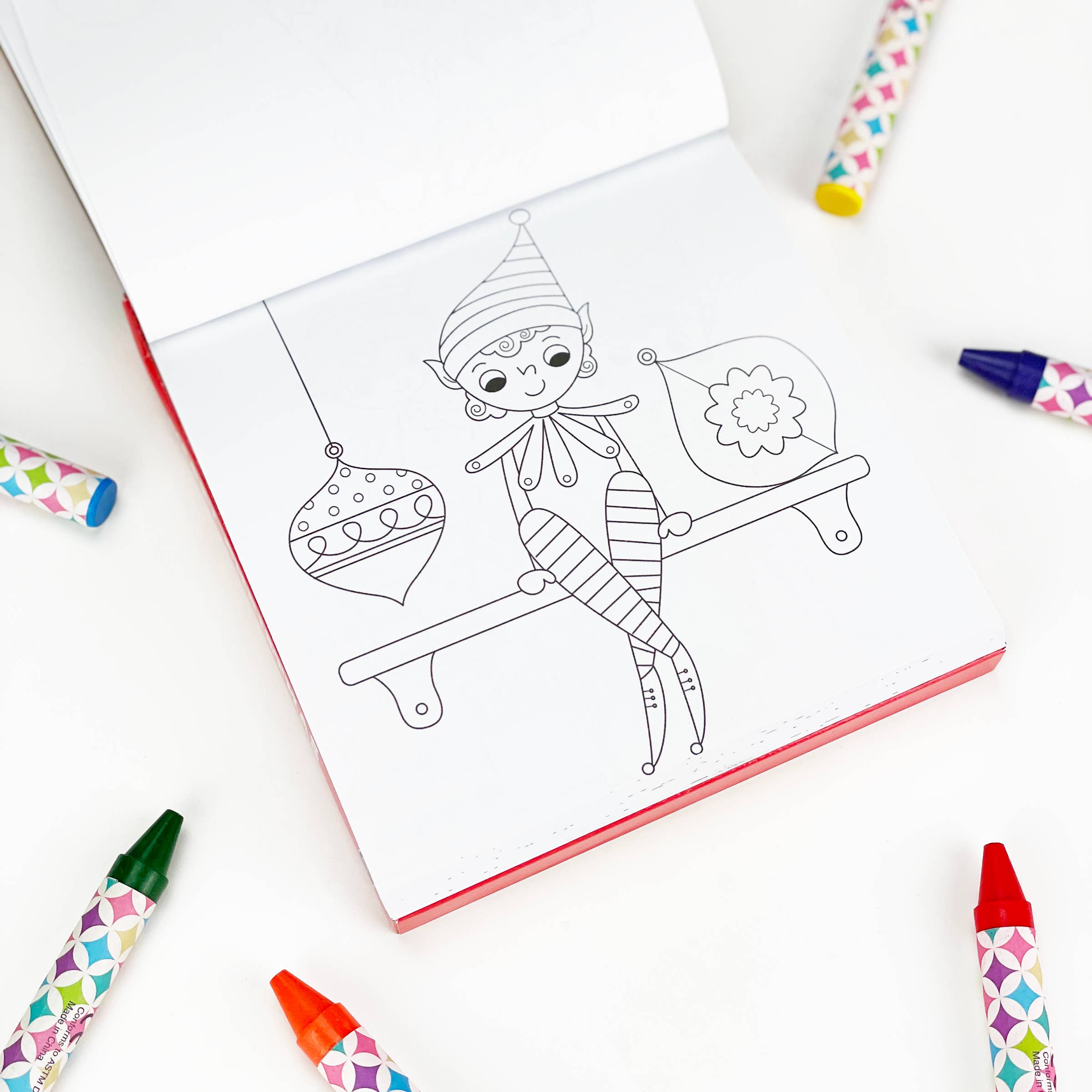 Merry Christmas Coloring Book with Crayons Set