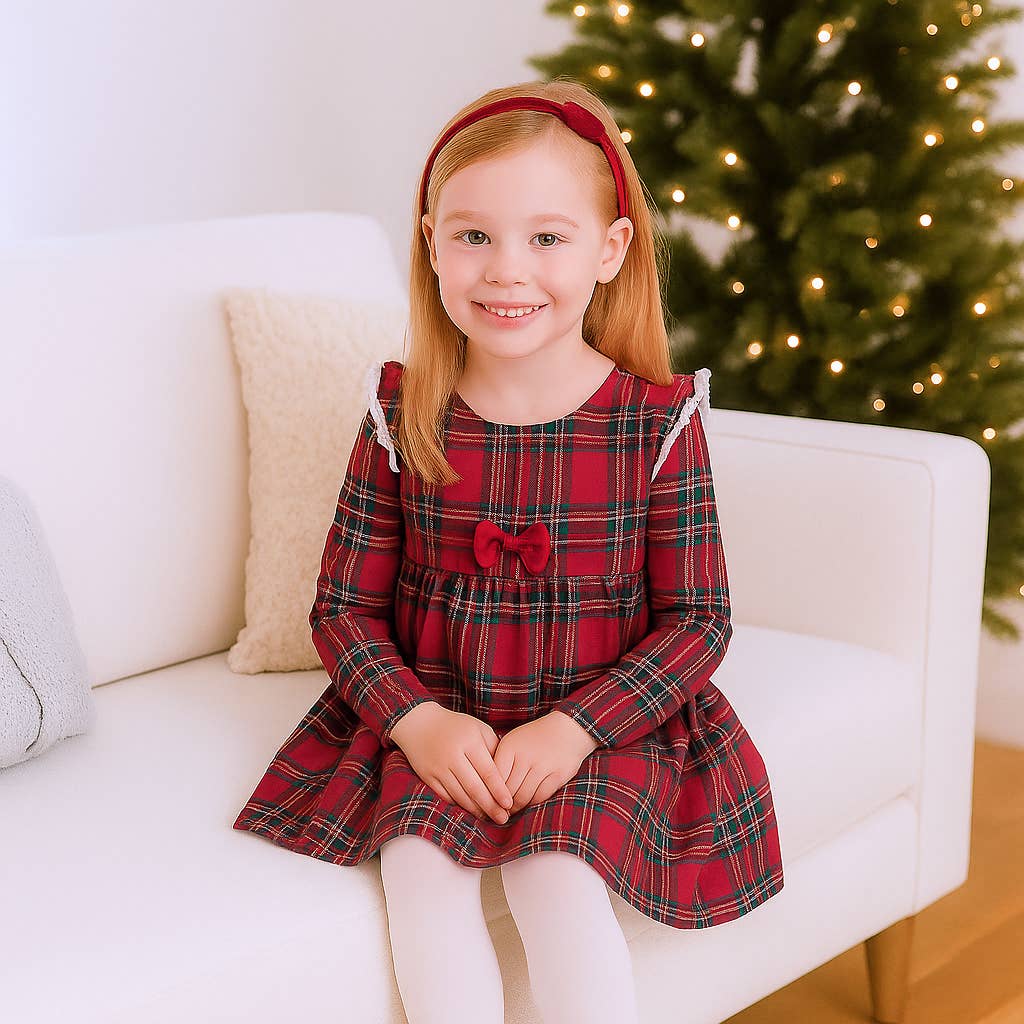 Christmas Bamboo Holiday Dress – Classic Red Plaid Charm: 2T