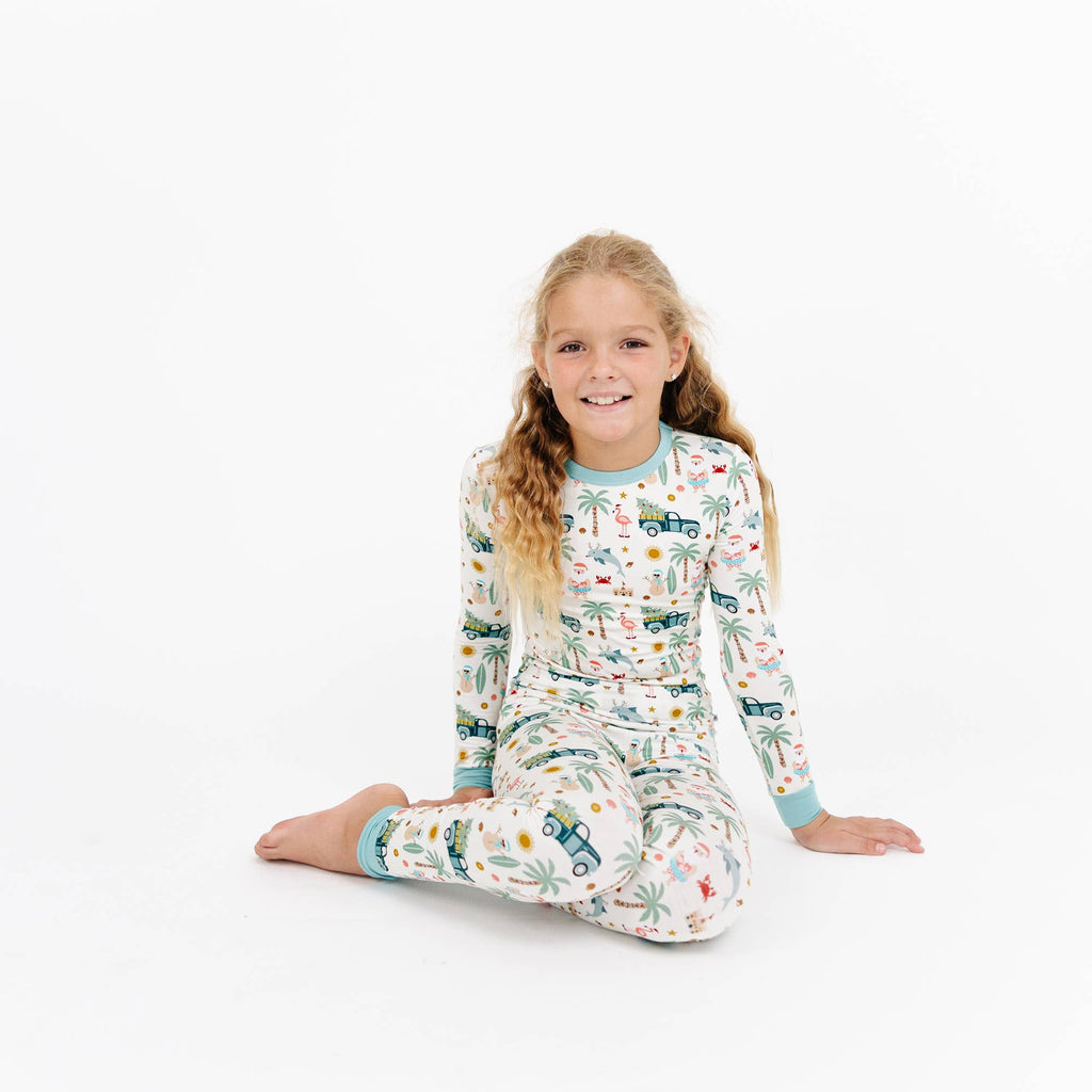 Coastal Christmas Holiday Bamboo Kids Pajamas Sleep Set: 2T