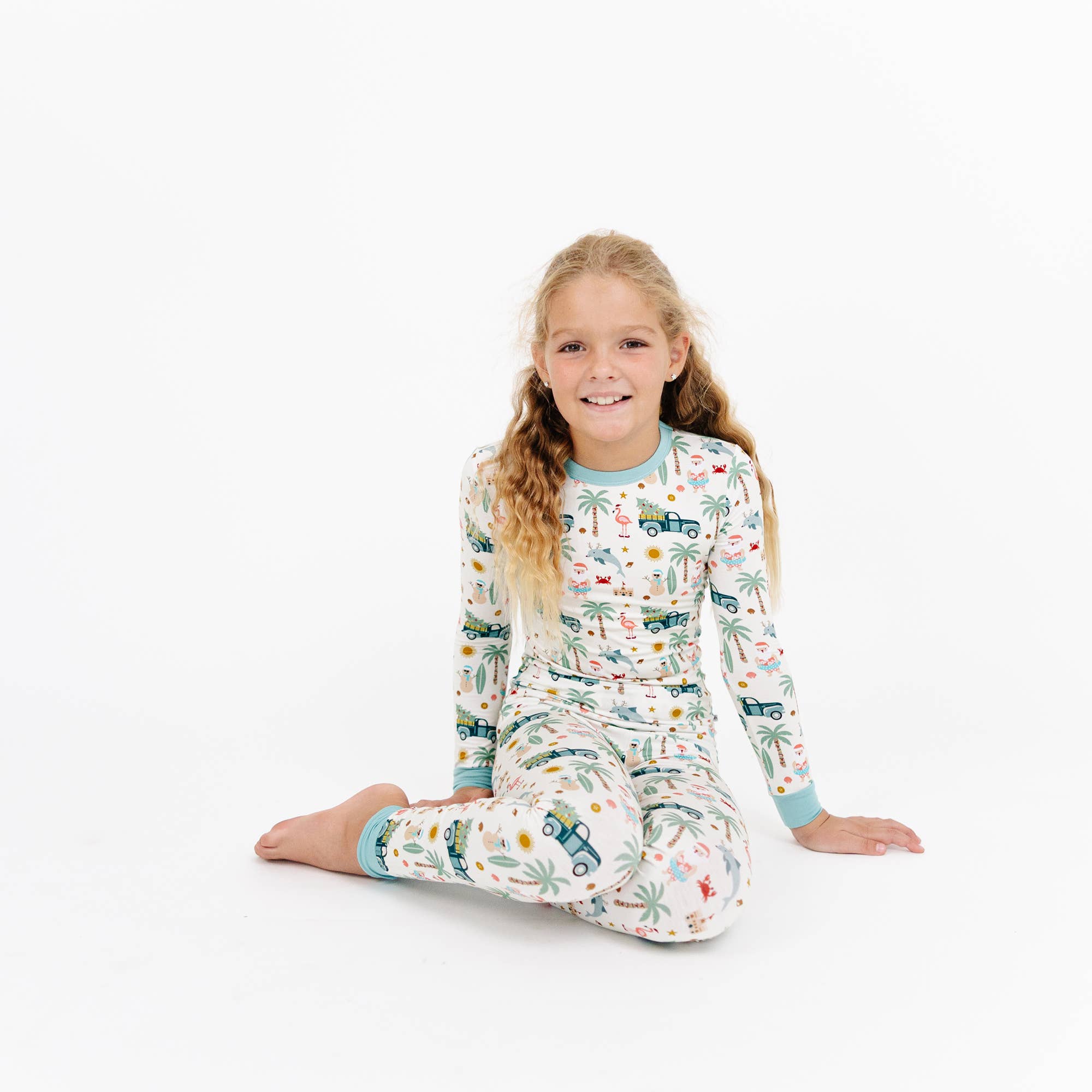 Coastal Christmas Holiday Bamboo Kids Pajamas Sleep Set: 4/5T