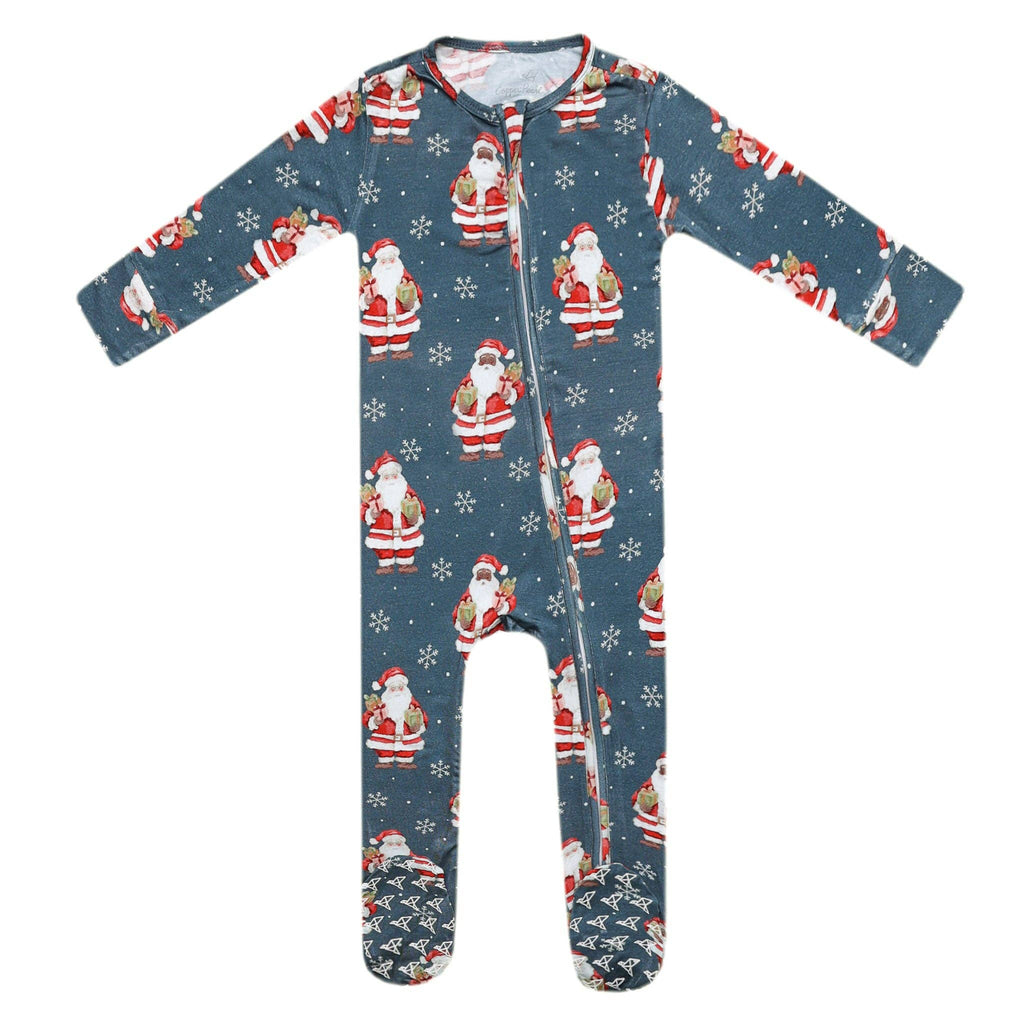 Bamboo Convertible Zip-Up Footie Pajama - Santa Claus: 18-24 Months