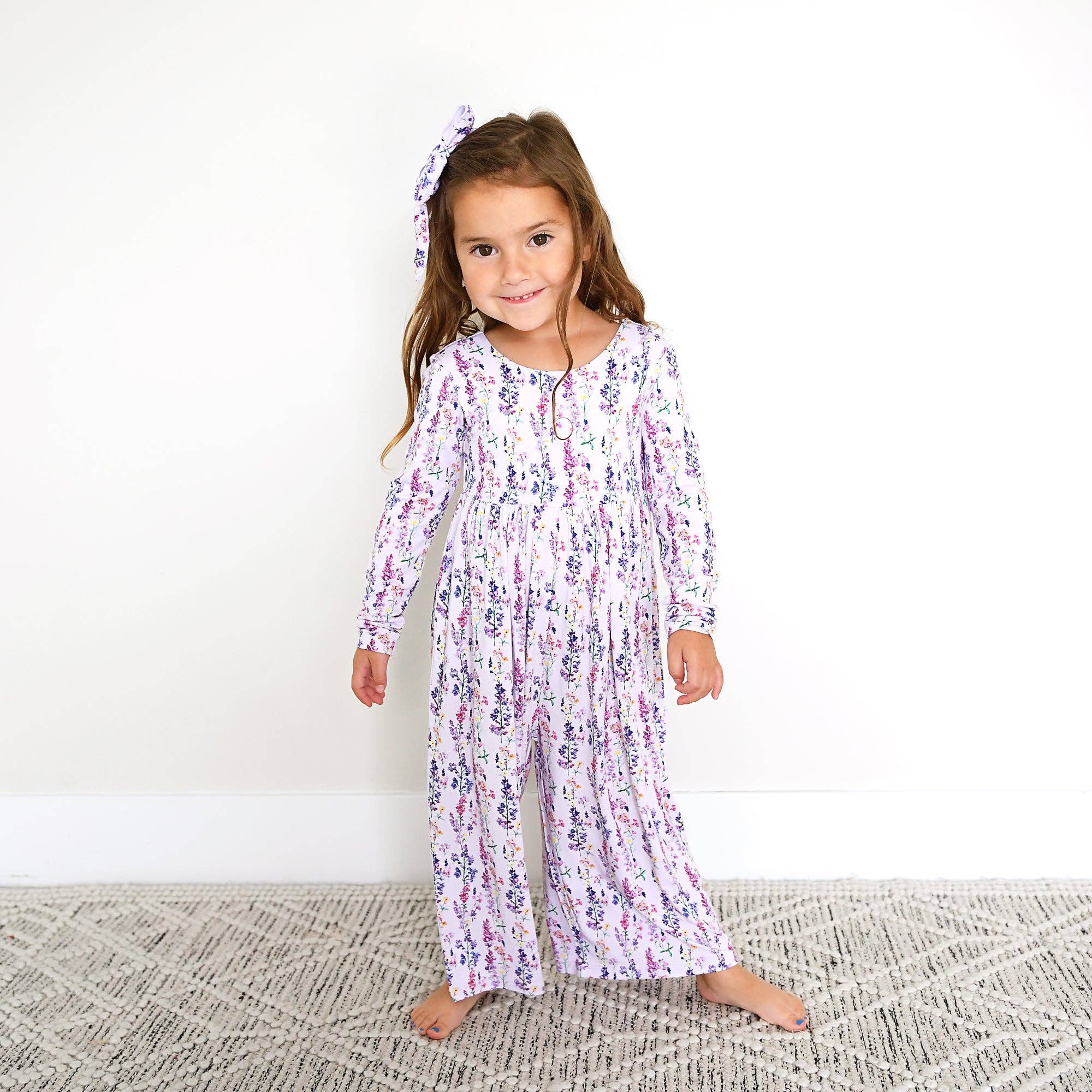 Avani WIDE LEG ROMPER Bamboo Floral Kids Clothing Outfit: 18-24m