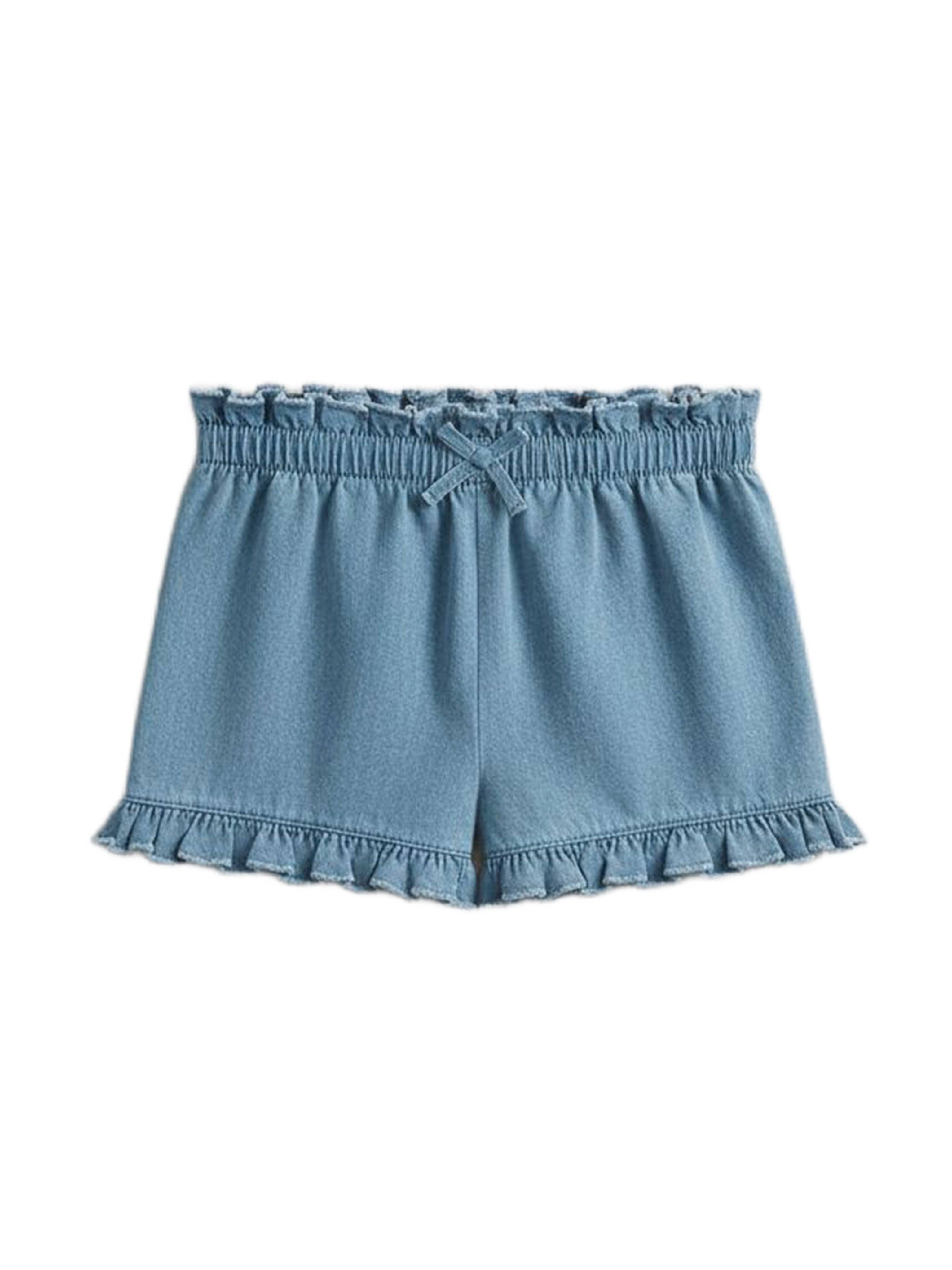 Callie Chambray Ruffle Waist Short: Chambray / 4T