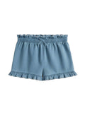 Callie Chambray Ruffle Waist Short: Chambray / 12-18M