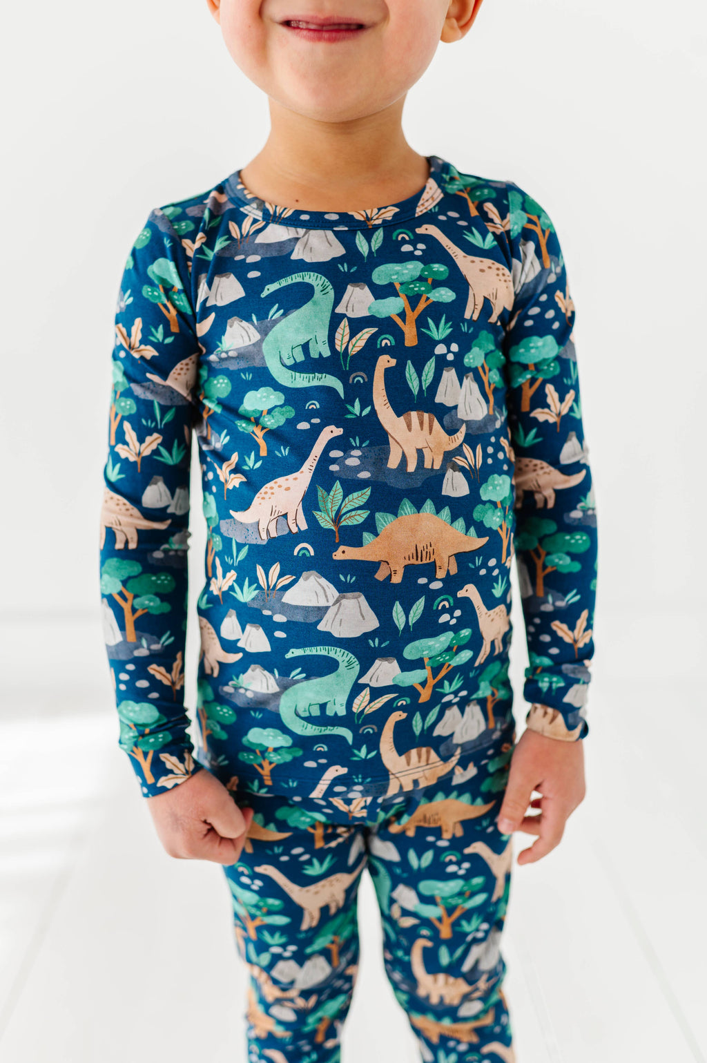Kids Bamboo Pajamas - Bamboo Fall Clothing- Arlo Dinosaur : 3